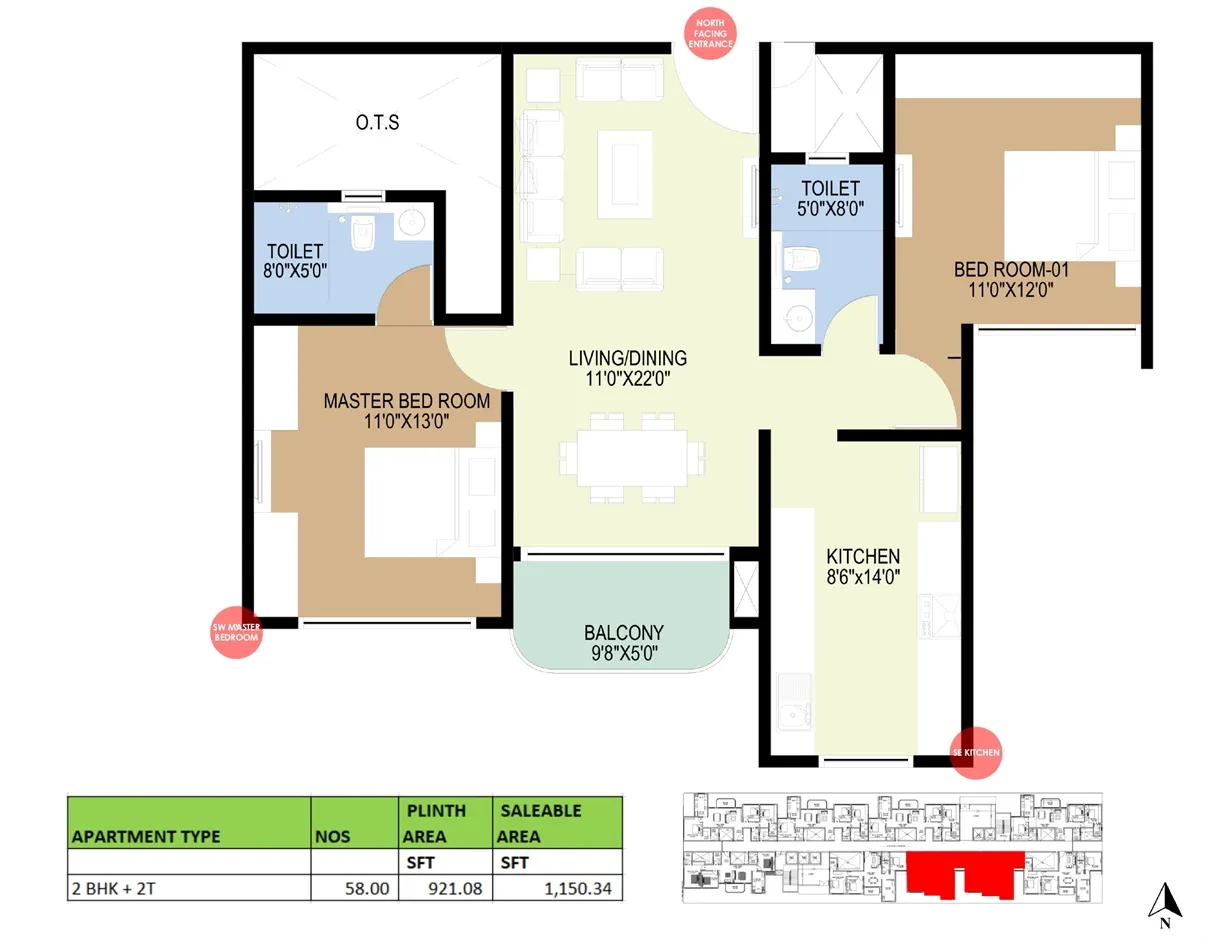 2 BHK Floor Plan